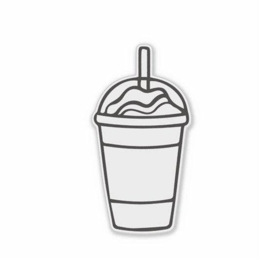 Ijs Koffie Kop Omtrek Sticker (Voorkant)