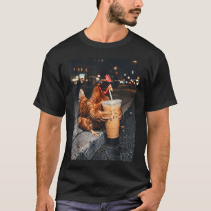 Ijs Koffie Kuiken Hen Haan Nacht Stad Cool T-shirt