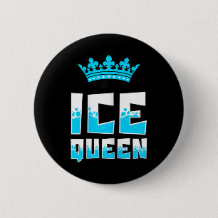 Ijs Koningin Grafisch Ijsvissen Visser Ijs Vis Rod Ronde Button 5,7 Cm
