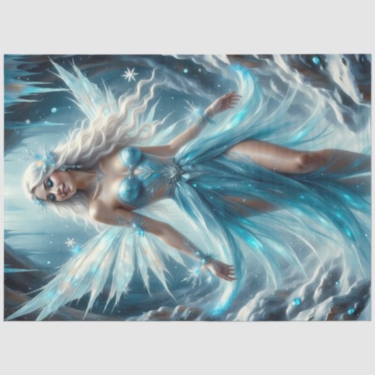 Ijs Kristal Fee Decoupage Papier – Winter Fee (Voorkant)