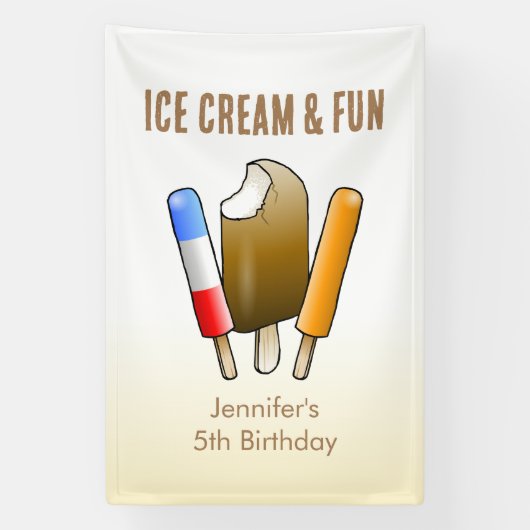 Ijs & Leuke Verjaardag Spandoek (Verticaal)