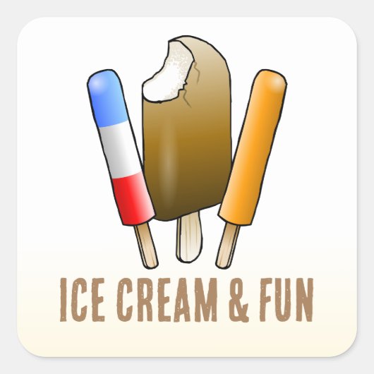 Ijs & Leuke Verjaardag Vierkante Sticker (Voorkant)