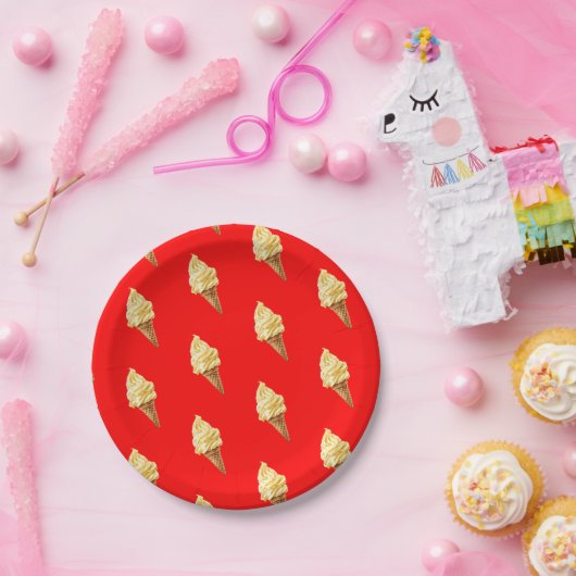 Ijs Levendig rood Papieren Bordje (Feest)