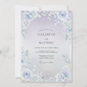 Ijs Lilac Loof Eucalyptus Bruiloft Kaart