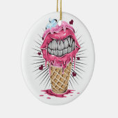 IJs lippen en tanden als kunstwerk op valentijnen Keramisch Ornament (Rechts)