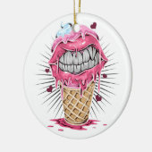 IJs lippen en tanden als kunstwerk op valentijnen Keramisch Ornament (Links)