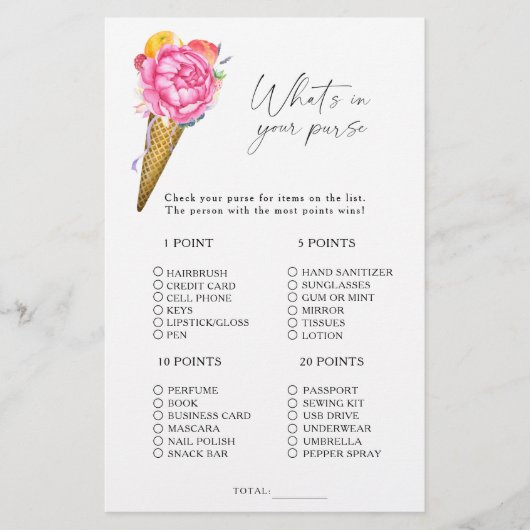 IJs met bloemen - Wat zit er in je tas spel (Voorkant)