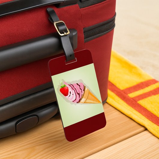 IJs met een aardbei Bagagelabel