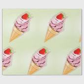 IJs met een aardbei Cadeaupapier (Vlak)