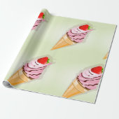 IJs met een aardbei Cadeaupapier (Uitgerold)