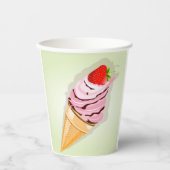 IJs met een aardbei Papieren Bekers (Voorkant)