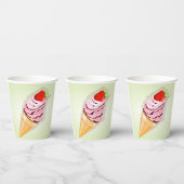 IJs met een aardbei Papieren Bekers