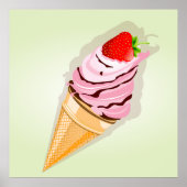 IJs met een aardbei Poster (Voorkant)