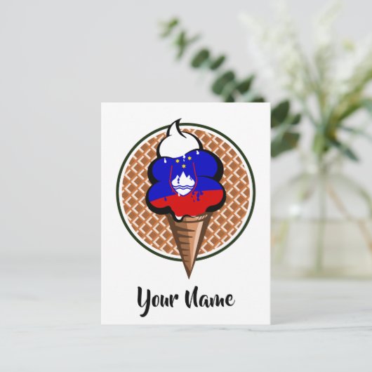 IJs met Sloveense vlag Briefkaart (Staand voorkant)