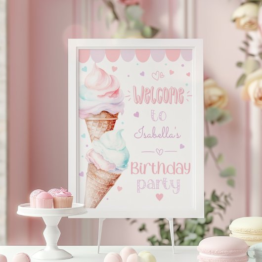 IJs modern meisje verjaardag feest welkom Poster