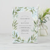 Ijs Olijf Loof Eucalyptus Bruiloft Kaart (Staand voorkant)