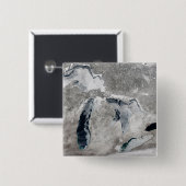 IJs op de Grote Meren, Verenigde Staten. Vierkante Button 5,1 Cm (Voorkant /achterkant)