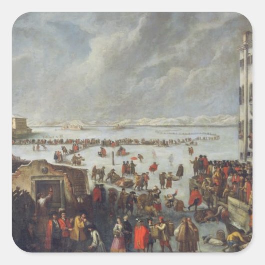 IJs op de lagune Vierkante Sticker (Voorkant)