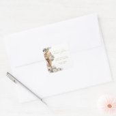 Ijs opgeschept Bloemige Boho Bruiloftsborrel Vierkante Sticker (Envelop)