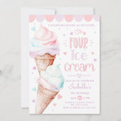 IJs pastel roze 4e verjaardag Kaart (Voorkant)