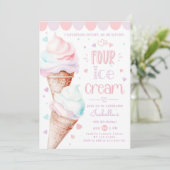 IJs pastel roze 4e verjaardag Kaart (Staand voorkant)