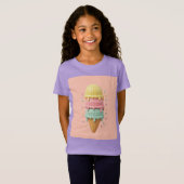 Ijs - perzik roze achtergrond t-shirt (Voorkant volledig)