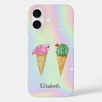 Ijs Pink Flamingo's Cactus Holografisch
