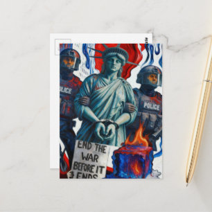 ijs protest dame vrijheid gearresteerd door politi briefkaart