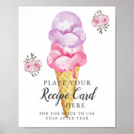 Ijs room recept kaart hier bord poster