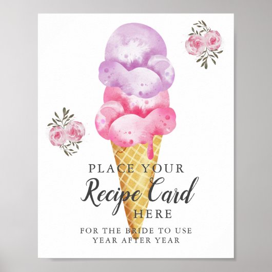Ijs room Recept Kaart Hier Bord Poster (Voorkant)
