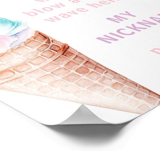 IJs roze 1e verjaardag partij foto mijlpaal Poster (Hoek)