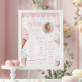 IJs roze 1e verjaardag partij foto mijlpaal Poster