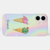 IJs Roze Flamingo's Cactus Holographic Case-Mate iPhone Case (Achterkant (horizontaal))
