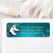 Ijs Schaatsen en sneeuwvlokken Aqua Blauwgroen Etiket (Insitu)