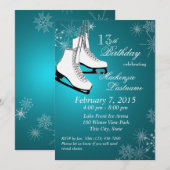 IJs Schaatsen en sneeuwvlokken Blauwgroen verjaard Kaart (Voorkant / Achterkant)