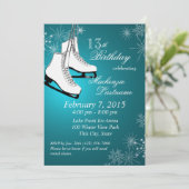 IJs Schaatsen en sneeuwvlokken Blauwgroen verjaard Kaart (Staand voorkant)