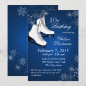 IJs Schaatsen en sneeuwvlokken Blue Birthday Kaart (Voorkant / Achterkant)