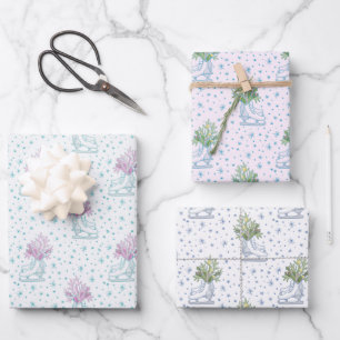 Ijs Schaatsen en sneeuwvlokken kerst Inpakpapier Vel