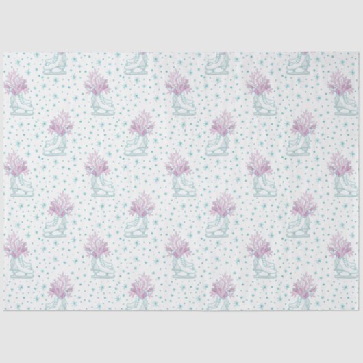 Ijs Schaatsen en sneeuwvlokken kerst Tissuepapier (Voorkant)