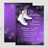 IJs Schaatsen en sneeuwvlokken Paarse verjaardag Kaart (Voorkant / Achterkant)