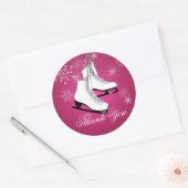 Ijs Schaatsen en Sneeuwvlokken Roze Ronde Sticker (Envelop)