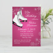 IJs Schaatsen en Sneeuwvlokken Roze Verjaardag Kaart (Staand voorkant)