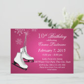 IJs Schaatsen en Sneeuwvlokken Roze Verjaardag Kaart (Staand voorkant)
