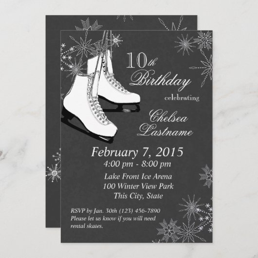 IJs Schaatsen en sneeuwvlokken verjaardag Kaart (Voorkant / Achterkant)