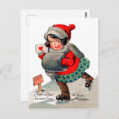IJs schaatsen meisje met liefdesbrief. St. Valenti Briefkaart (Voorkant / Achterkant)