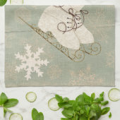  ijs schaatsen schattige sneeuwvlok rustieke winte theedoek (Gevouwen)