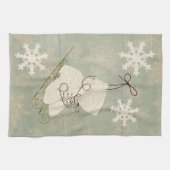  ijs schaatsen schattige sneeuwvlok rustieke winte theedoek (Horizontaal)