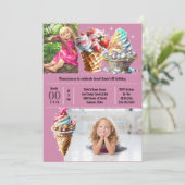 IJs snoep zomer DIY foto kinder paarse Kaart (Staand voorkant)