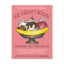 Ijs sociale feestparty dessert banaan split sundae