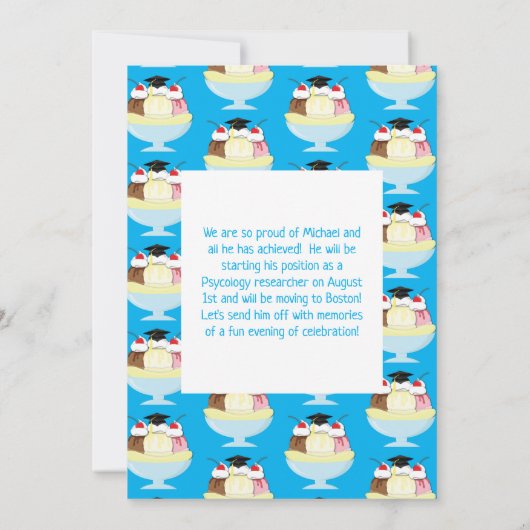 Ijs sociale sundae afstudeerfeest alles Blauw Kaart (Achterkant)